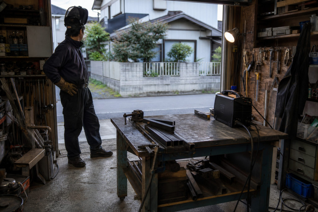 家庭の溶接で安全確認をしている作業環境
