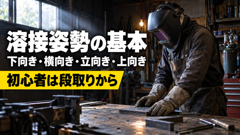 溶接姿勢の基本と初心者の段取りを紹介するアイキャッチ