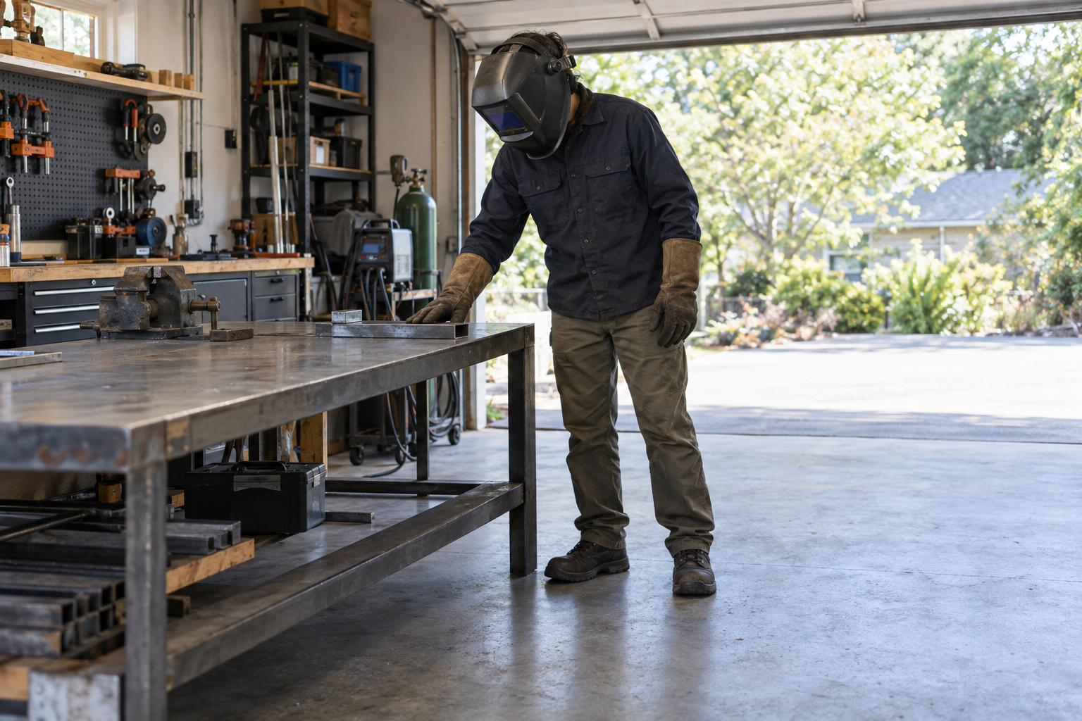 作業を止める条件を確認するDIY作業場